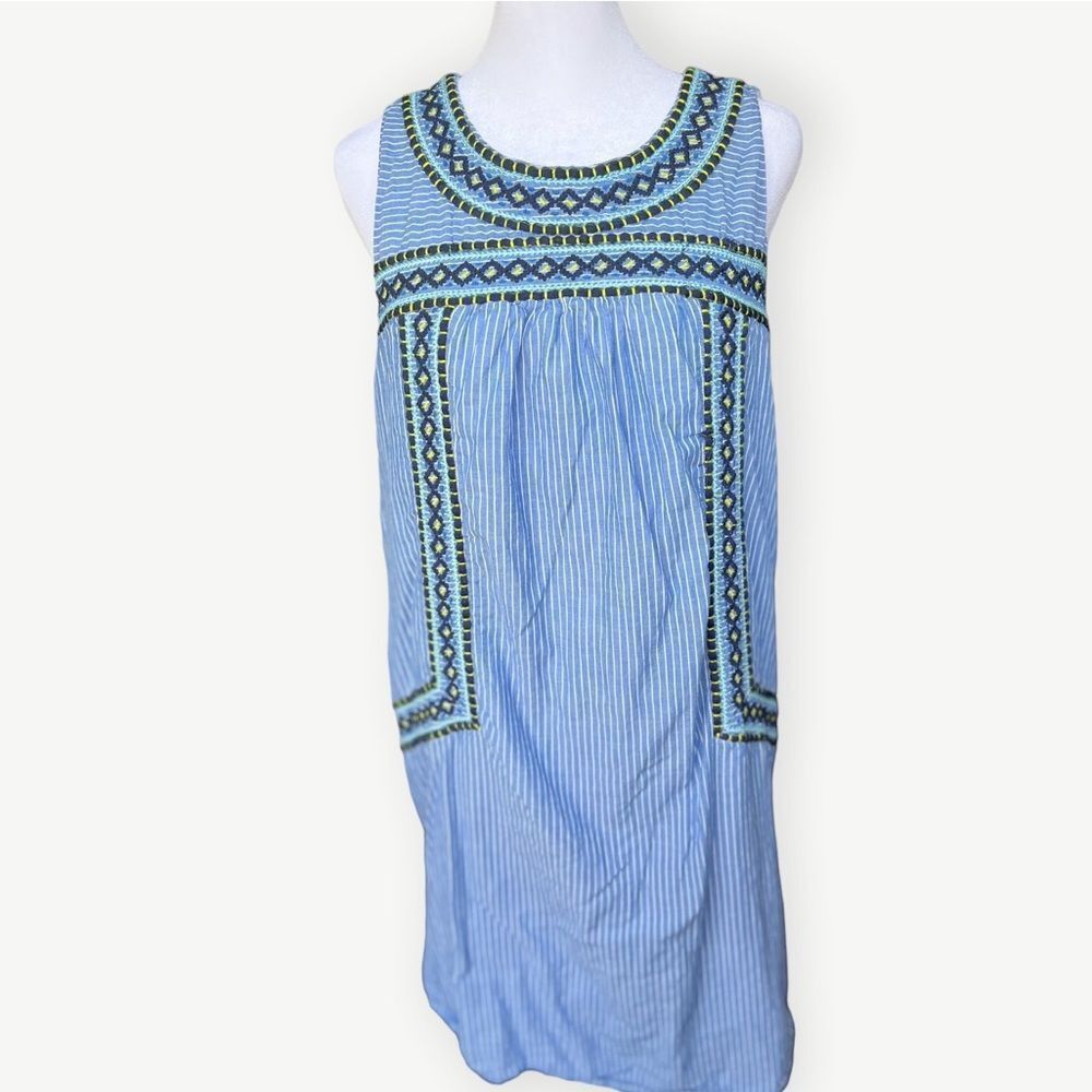 Vineyard Vines Sleeveless Yarn Dye Stripe Embroidered Relaxed Shift Dress. XL. - Picture 2 of 10